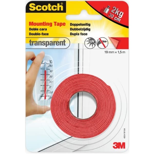 MONTERINGSTAPE TRANSP 19MMX1.5M