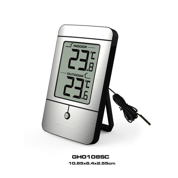 TERMOMETER DIGITALT INN/UTE SØLV