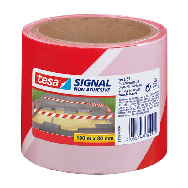 SPERREBÅND RØD/HVIT 100M X 80MM
