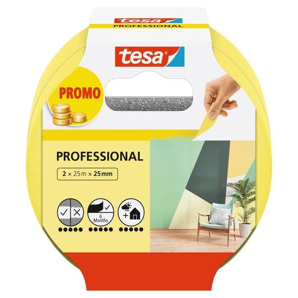 MALERTAPE 25M X 25MM 2PK GUL