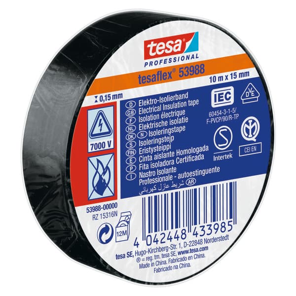 ELEKTROTAPE 10M X 15MM SORT